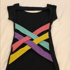 Black bodycon dress w/ colored detail XS